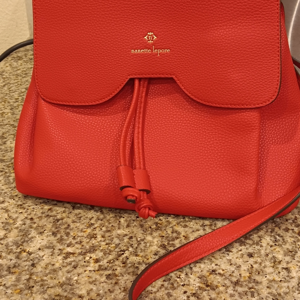 Nanette Lepore Faux Leather Red Crossbody/bag or backpack